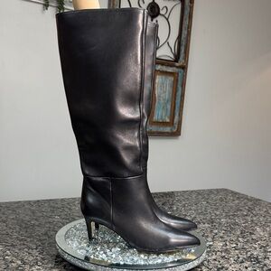Calvin Klein Black kitten Heeled leather Boots NEW 8